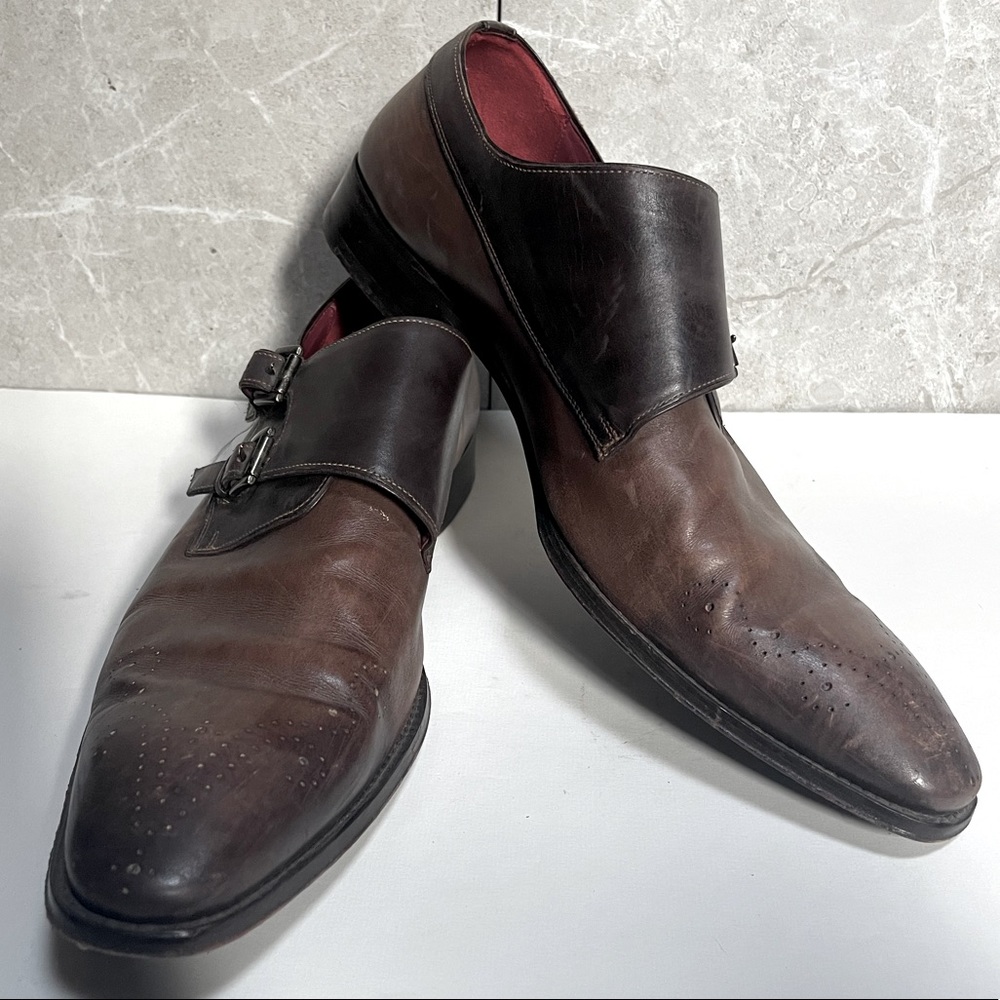 Custom made men’s brown buckle dress shoes